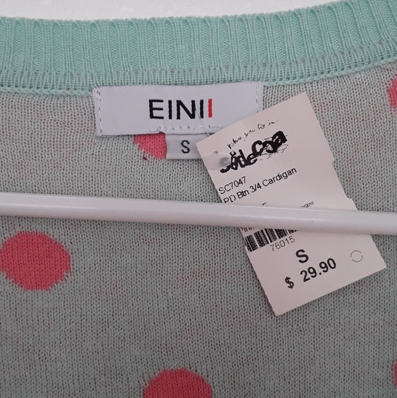 Womens Cardigan Mint and Pink pokadot - Picture 5 of 5